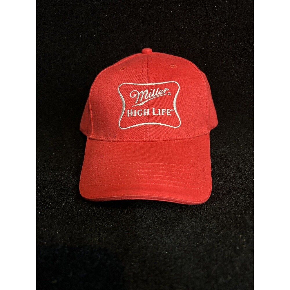 Vintage Miller High Life Red Strapback Hat/Cap Embrioded Logo